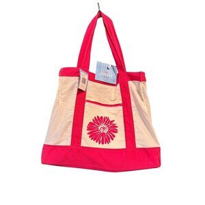 Jantzen Canvas Tote Bag With Pink Flower Design NWT